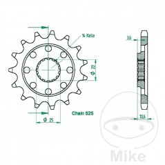 ESJOT Racing transmission sprocket 14T P-525 726.05.37