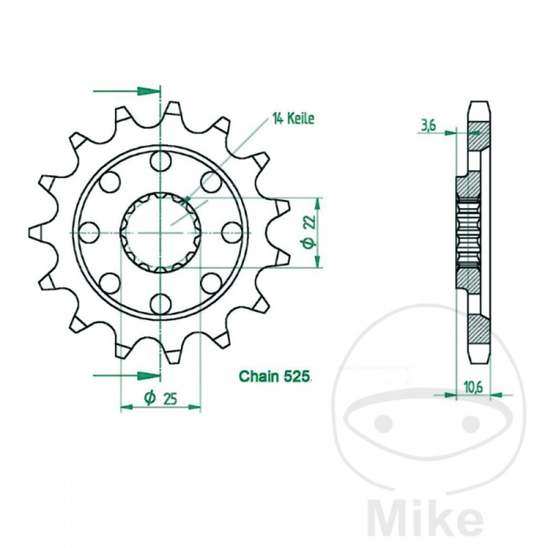 ESJOT transmission sprocket RACING 15T 525 726.05.30