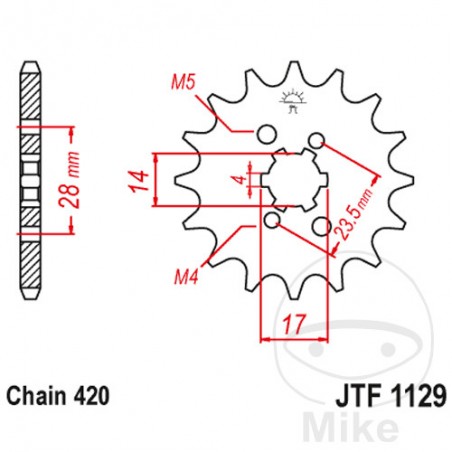 JT SPROCKETS coarse gear transmission pinion 12T 420 4 Ø14/17 726.05.56