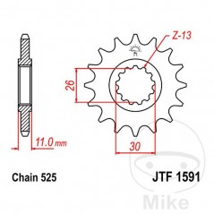 JT SPROCKETS Piñón transmisión 16T P-525 ALTN: 7260366 726.14.15