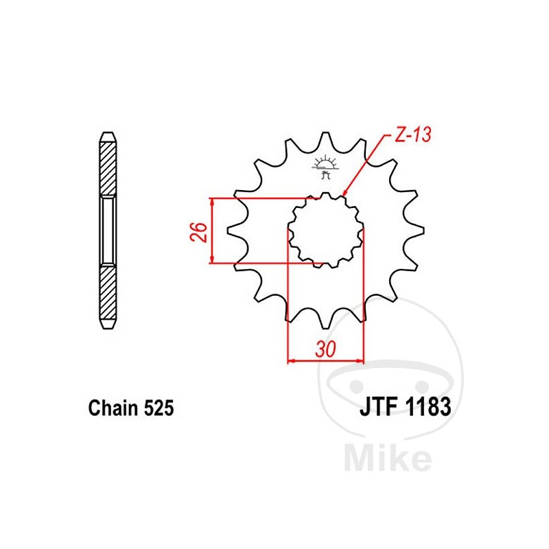 JT SPROCKETS Piñón transmisión engranaje fino 18T 525 Ø26/30 726.06.15