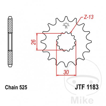 JT SPROCKETS Fine gear transmission pinion 17T P-525 Ø26/30MM 726.16.47
