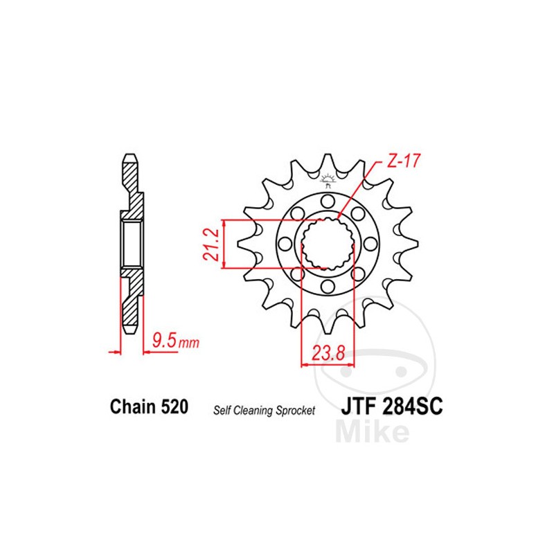 JT SPROCKETS Piñón transmisión engranaje fino RACING 14T 520 Ø21/23.8 726.06.49