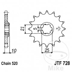 JT SPROCKETS Piñón transmisión engranaje grueso 16T 520 5 Ø21/25 726.06.64