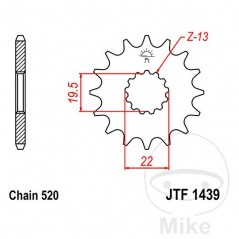 JT SPROCKETS Piñón transmisión engranaje fino 12T P-520 Ø19.5/22MM 726.07.30