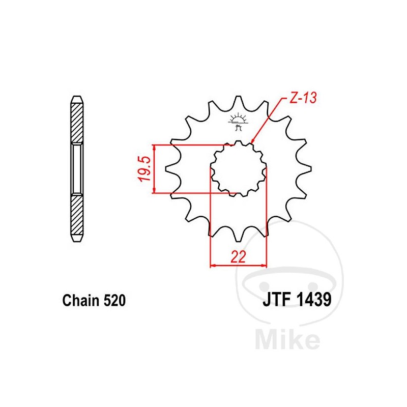 JT SPROCKETS Fine gear transmission pinion 11T 520 Ø19.5/22 726.07.22