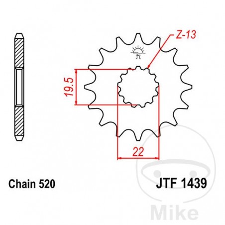 JT SPROCKETS Fine gear transmission pinion 11T 520 Ø19.5/22 726.07.22