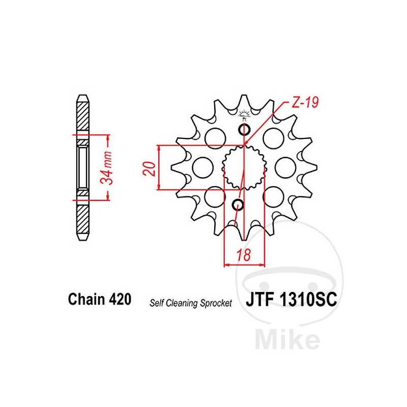 JT SPROCKETS Piñón transmisión engranaje fino RACING 15T 420 Ø18/20 726.08.13