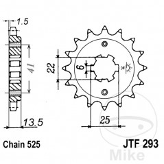 JT SPROCKETS Piñón transmisión engranaje grueso 16T 525 6 Ø22/25 726.08.70