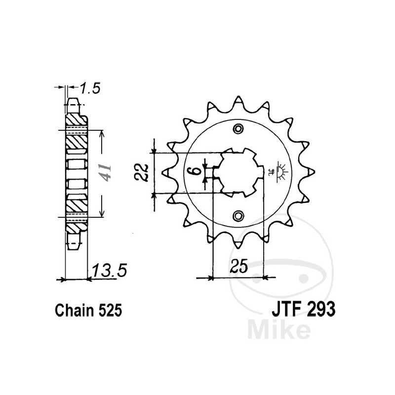 JT SPROCKETS Piñón transmisión engranaje grueso 16T 525 6 Ø22/25 726.08.70