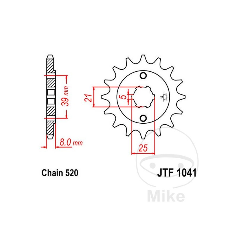 JT SPROCKETS Piñón transmisión engranaje grueso 14T 520 5 Ø21/25 726.10.01