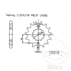 ESJOT Fine gear transmission pinion 16T 428 Ø17.4/20 726.10.27