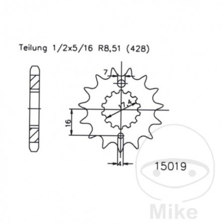 ESJOT Fine gear transmission pinion 15T P-428 Ø17.4/20MM 726.10.25