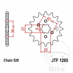 JT SPROCKETS Piñón transmisión engranaje grueso 17T P-520 6 Ø22/25MM 726.02.90