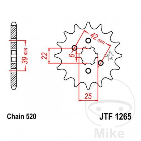JT SPROCKETS coarse gear transmission pinion 12T P-520 6 Ø22/25MM 726.02.96