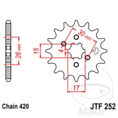 JT SPROCKETS Piñón transmisión engranaje grueso 15T P-420 6 Ø15/17MM 726.00.80