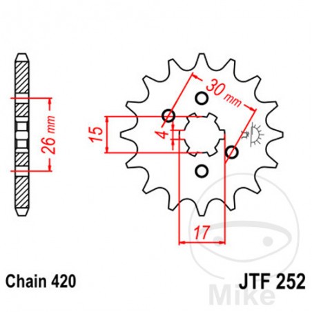 JT SPROCKETS coarse gear transmission pinion 12T P-420 6 Ø15/17MM 726.00.77