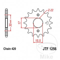 JT SPROCKETS Piñón transmisión engranaje fino 13T P-520 Ø15.5/17MM 726.11.18
