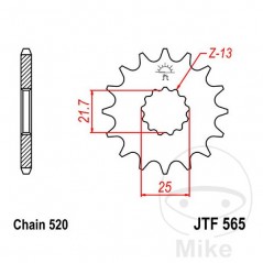 JT SPROCKETS Piñón transmisión racing engranaje fino 12T P-520 Ø21.7/25MM 726.12.09