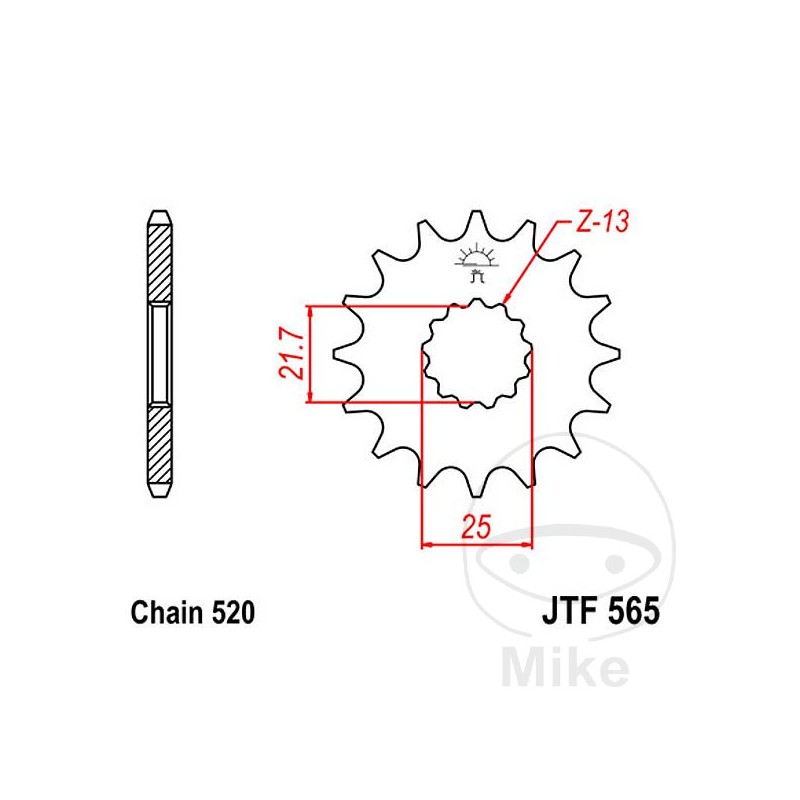 JT SPROCKETS Piñón transmisión racing engranaje fino 12T P-520 Ø21.7/25MM 726.12.09