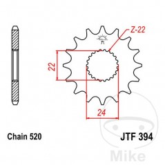 JT SPROCKETS Piñón transmisión engranaje fino 17T 520 Ø22/24 726.34.78
