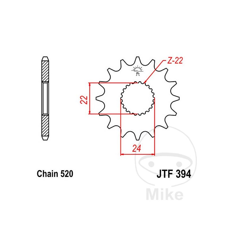 JT SPROCKETS Piñón transmisión engranaje fino 17T 520 Ø22/24 726.34.78