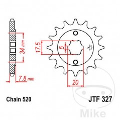 JT SPROCKETS Piñón transmisión engranaje grueso 11T P-520 5 Ø17.5/20MM 726.00.46
