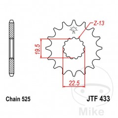 JT SPROCKETS Piñón transmisión engranaje fino 15T P-525 Ø19.5/22MM 726.00.36