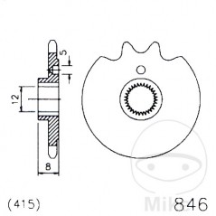 ESJOT Fine gear transmission pinion 12T 415 Ø12/13 726.17.95