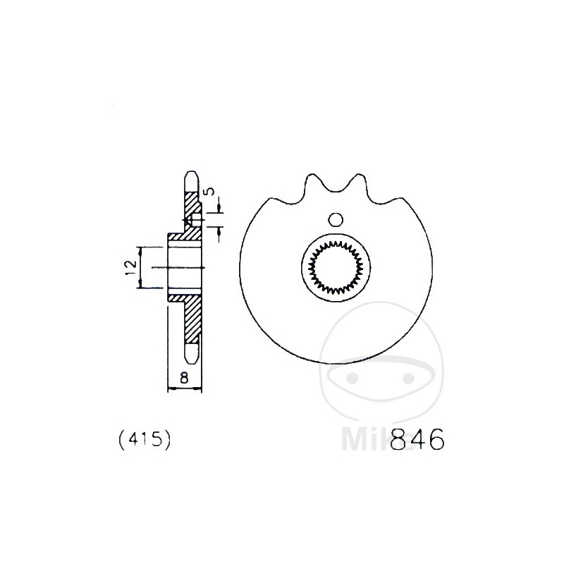 ESJOT Fine gear transmission pinion 12T 415 Ø12/13 726.17.95