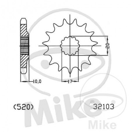 ESJOT Fine gear transmission pinion 12T P-520 Ø17/21MM 726.02.46