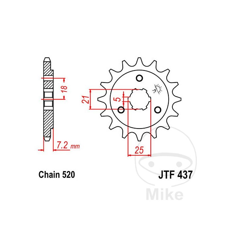 JT SPROCKETS Piñón transmisión engranaje grueso 16T 520 5 Ø21/25 726.19.28