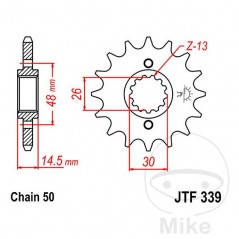 JT SPROCKETS transmission sprocket 16T 530 ALTN: 7260380 726.20.74