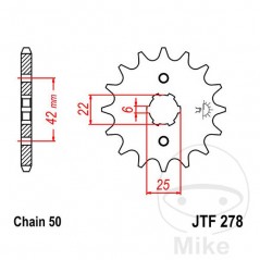 JT SPROCKETS Piñón transmisión engranaje grueso 16T P-530 6 Ø22/25MM 726.21.16