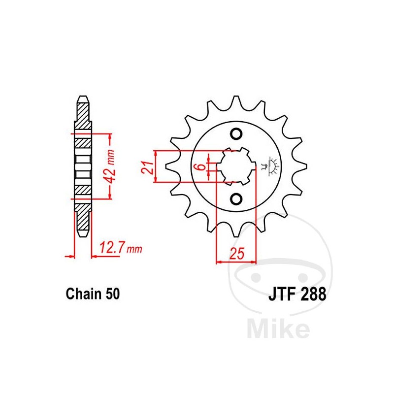 JT SPROCKETS Piñón transmisión engranaje grueso 18T 530 6 Ø21/25 726.21.65