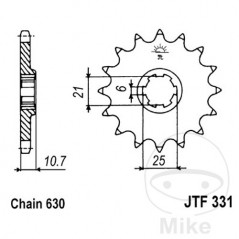 JT SPROCKETS Piñón transmisión engranaje grueso 15T 630 6 Ø21/25 726.21.81