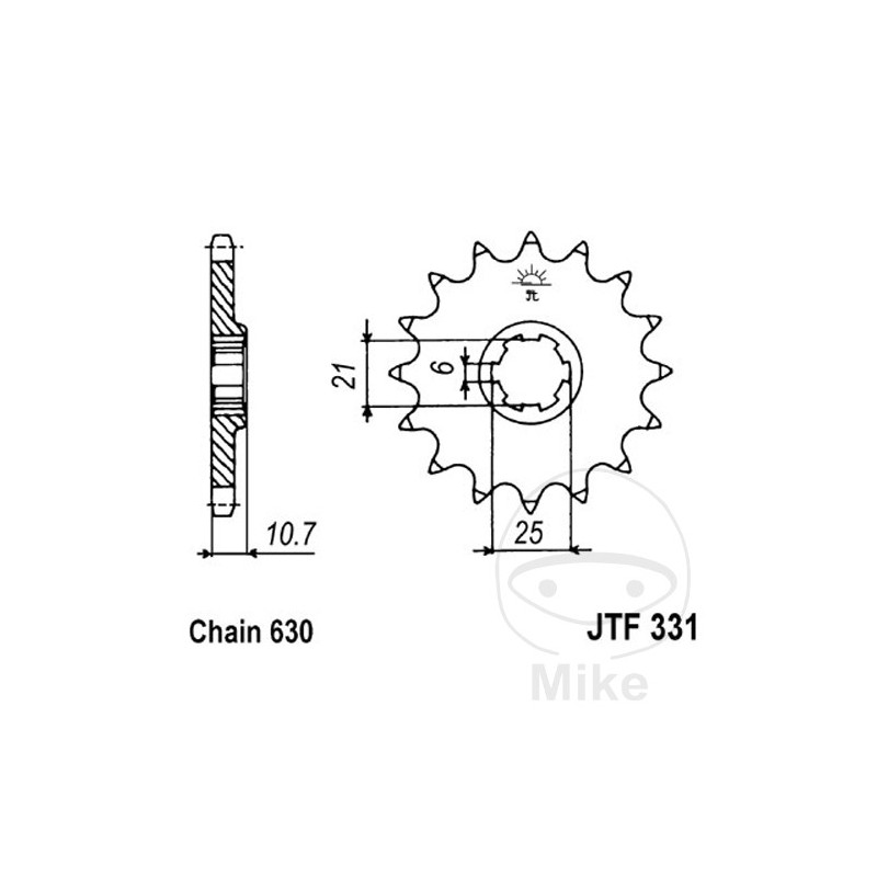JT SPROCKETS Piñón transmisión engranaje grueso 15T 630 6 Ø21/25 726.21.81