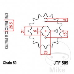 JT SPROCKETS Piñón transmisión engranaje grueso 15T 530 6 Ø21/25 726.22.23