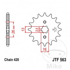 JT SPROCKETS Piñón transmisión engranaje grueso 15T 420 3.5 Ø13/16 726.24.54
