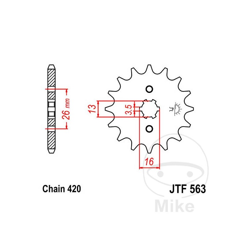 JT SPROCKETS Piñón transmisión engranaje grueso 15T 420 3.5 Ø13/16 726.24.54