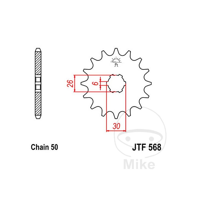 JT SPROCKETS Piñón transmisión engranaje grueso 18T P-530 6 Ø26/30MM 726.01.56