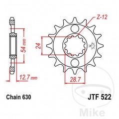 JT SPROCKETS Fine gear transmission pinion 15T 630 Ø24/28.5 726.25.20