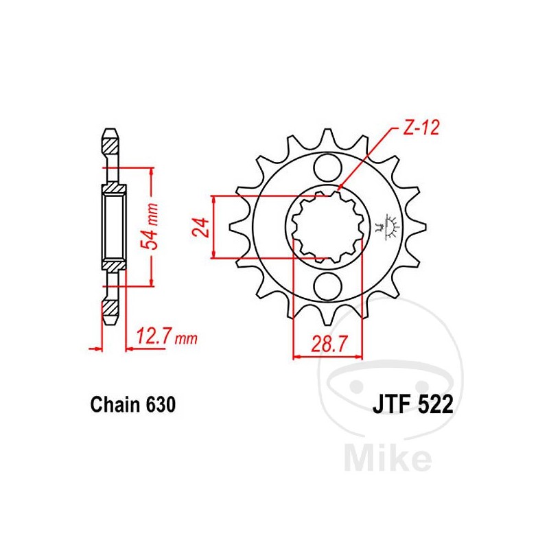 JT SPROCKETS Fine gear transmission pinion 15T 630 Ø24/28.5 726.25.20