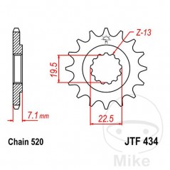 JT SPROCKETS Fine gear transmission pinion 13T P520 Ø19.5/22MM 726.04.80