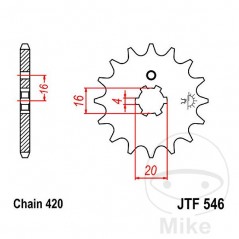 JT SPROCKETS Piñón transmisión engranaje grueso 12T P-420 4 Ø16/20MM 726.14.98