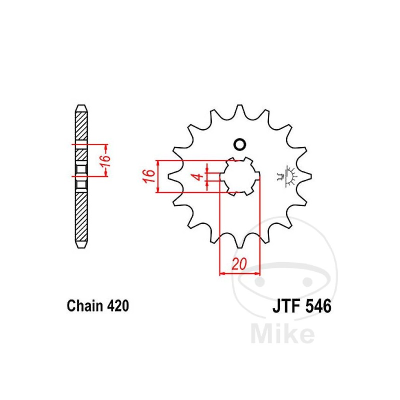 JT SPROCKETS Piñón transmisión engranaje grueso 12T P-420 4 Ø16/20MM 726.14.98