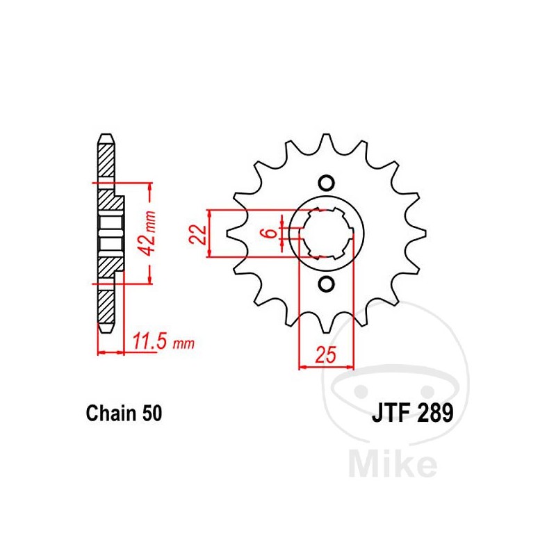 JT SPROCKETS Piñón transmisión engranaje grueso 15T 530 6 Ø22/25 726.25.87
