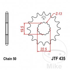 JT SPROCKETS Fine gear transmission pinion 15T 530 Ø19.5/22 726.26.60