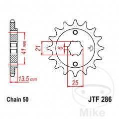 JT SPROCKETS Piñón transmisión engranaje grueso 15T 530 6 Ø21/25 726.26.86