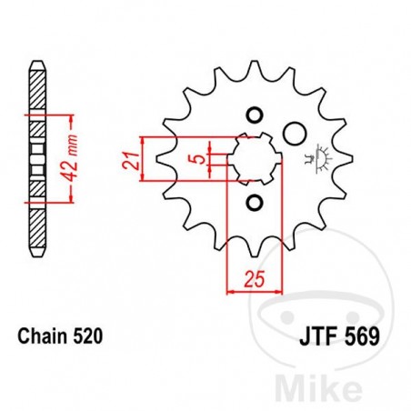 JT SPROCKETS coarse gear transmission pinion 10T P-520 5 Ø21/25MM 726.40.54